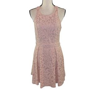 LULU'S PINK LACE CUTOUT SKATER DRESS LARGE 24771